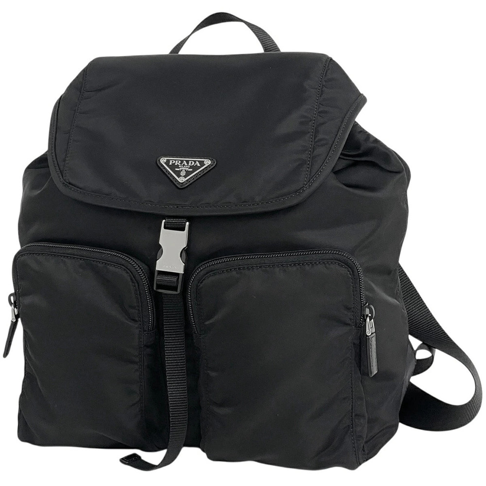Prada Plate Backpack Tessuto Nero Black
